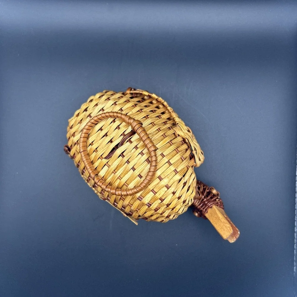 VTG Wooden Duck Rattan Basket MCM Decor Woven Trinket Box Rustic Farmhouse 6
